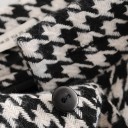 Gonna midi dritta da donna con motivo pied de poule Nero e Bianco Serie di bottoni decorativi davanti Cintura larga in vita Spacco Poliestere 4