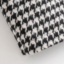 Gonna midi dritta da donna con motivo pied de poule Nero e Bianco Serie di bottoni decorativi davanti Cintura larga in vita Spacco Poliestere 6