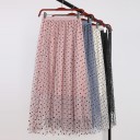 Gonna midi in tulle da donna con pois 1