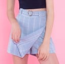 Gonna mini a quadri da donna con cintura Parte anteriore piegata asimmetricamente Cintura con passanti e fibbia a forma di cuore 4