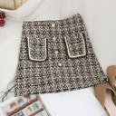 Gonna mini a quadri da donna con tasche A1969 2