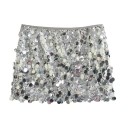 Gonna mini con paillettes a vita alta Gonna corta scintillante per donne da festa Abbigliamento da sera elegante Gonna lucida 3