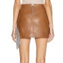 Gonna mini in pelle con frange da donna 2