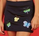 Gonna nera mini da donna con farfalle ricamate Gonna a tubino aderente sopra il ginocchio con zip sul retro Poliestere spandex e microfibra 2