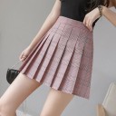 Gonna plissettata a scacchi da donna con pantaloni Mini lunghezza Vita alta Poliestere con cotone Gonna in stile scolastico per ogni giorno 5