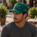 Gorra Aston Martin Formula One con logo y firma de Alonso ajustable en color verde con borde amarillo para fanáticos de F1 unisex 5