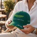 Gorra Aston Martin Formula One con logo y firma de Alonso ajustable en color verde con borde amarillo para fanáticos de F1 unisex 6