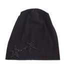 Gorra de algodón para mujer estilo beanie decorada con dos estrellas brillantes en el borde Corte holgado y fluido Circunferencia de cabeza de 54 a 18