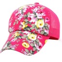 Gorra de mujer con estampado floral de rosas y parte trasera de malla. Sombrero de verano transpirable con tamaño ajustable y visera curva 4