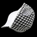 Gorra de mujer con patrón de pata de gallo Gorra de béisbol de algodón en blanco y negro con visera curvada y parte inferior blanca Circunferencia 3