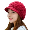 Gorra de punto para mujer con visera corta Corte ajustado Patrón tridimensional Algodón con acrílico y lana Para paseos y deportes ligeros 2