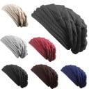Gorro beanie de punto para mujer con corte suelto y alargado Diseño de tejido en relieve Material de algodón Gorro de invierno 10