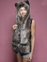 Gorro de animal para mujer con orejas y largas puntas Patas en los extremos como bolsillos para las manos Pelaje sintético Tamaño universal 3
