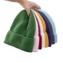 Gorro de inverno em malha térmica de pelúcia com pele de coelho Candy Color estilo coreano unissexo gorro quente para mulheres e homens no outono e inverno 8