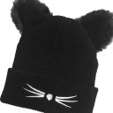 Gorro de inverno feminino com padrão de gato 6