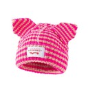 Gorro de Inverno Listrado Skullies com Orelhas de Gato Chapéu Unissexo 55–60 cm Gorro de Hip-Hop Quente e Fashion Chapéu de Lã 4