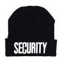 Gorro de inverno tricotado com o distintivo bordado Security Preto com dobra na aba Não irrita Acrílico Tamanho universal Circunferência 1