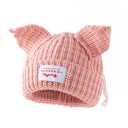 Gorro de invierno a rayas Skullies con orejas de gato Gorro unisex de ganchillo 55–60 cm Gorro de hip-hop de moda cálido Gorro de disfraz 11