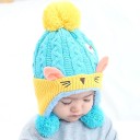 Gorro de invierno infantil con pompón y orejas J865 6