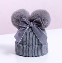 Gorro de invierno infantil con pompones A498 4