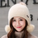 Gorro de invierno para mujer con pompones A1 7