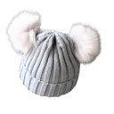Gorro de lana para niños 1-3 años 14 x 16 cm Con grandes pompones Acrílico Lana Gorro de lana de invierno para bebés 7
