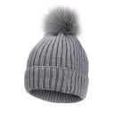 Gorro de lana para niños de 1 a 3 años Circunferencia hasta 60 cm Tejido acanalado elástico Pompon grande Poliéster Gorro de invierno 4