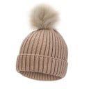 Gorro de lana para niños de 1 a 3 años Circunferencia hasta 60 cm Tejido acanalado elástico Pompon grande Poliéster Gorro de invierno 5