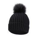 Gorro de lana para niños de 1 a 3 años Circunferencia hasta 60 cm Tejido acanalado elástico Pompon grande Poliéster Gorro de invierno 1