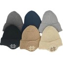 Gorro de lana tejido de invierno con forro de felpa y protectores de oído Gorro unisex de acrílico para bicicleta Gorro de lana cálido para exteriores para hombres y mujeres Interior reforzado 7