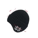 Gorro de lana tejido de invierno con forro de felpa y protectores de oído Gorro unisex de acrílico para bicicleta Gorro de lana cálido 12