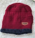 Gorro de malha reversível para senhora com forro de pelúcia interior Modelo quente em lã e algodão Padrão de malha texturizado Pequeno 2