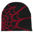 Gorro de malha universal 22 × 22 cm para homens e mulheres Estilo Y2K com padrão de teia de aranha Gorro da moda Quatro Estações para desportos ao ar livre e equitação 9