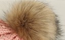 Gorro de punto aislante para mujer con gran pompón peludo Forro interior de piel Tejido de punto grueso con canalé Dobladillo vuelto 19