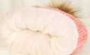 Gorro de punto aislante para mujer con gran pompón peludo Forro interior de piel Tejido de punto grueso con canalé Dobladillo vuelto 20