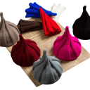 Gorro de punto de invierno para mujer, puntiagudo, 22×33 cm, 100% acrílico, gorro de espiral de un solo color con diseño floral, gorro suave 18