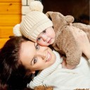 Gorro de punto de invierno para niños con orejas J867 1