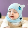 Gorro de punto para niños con orejas + calentador de cuello J2460 2