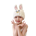 Gorro de secado rápido suave blanco con conejito absorbente gorro de ducha para secar el cabello después del baño y la higiene diaria 2
