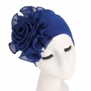 Gorro de turbante para mujer con gran flor arrugada en un lado Elegante cobertura de cabeza de algodón y poliéster Talla única 7