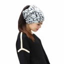 Gorro e cachecol 2 em 1 para senhora com estampagem de letras grandes Modelo solto em algodão para o outono e a primavera 8