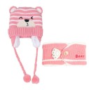 Gorro e cachecol de inverno para crianças com urso 4