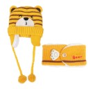 Gorro e cachecol de inverno para crianças com urso 6