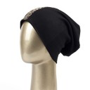 Gorro feminino estilo beanie com prego de contas em padrão de leopardo Corte solto e fluido Algodão com poliéster Circunferência 2