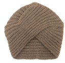 Gorro feminino tricotado em forma de turbante turco com listras cruzadas na testa Ribateado acentuado Aspeto moderno Material em algodão 2