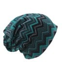 Gorro holgado para mujer de estilo hip hop con patrón en zigzag verde turquesa Combinación de franjas grises y negras Material de poliéster 1