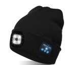 Gorro tricotado com fones de ouvido sem fios para música e chamadas Gorro preto em acrílico com controlo lateral Bluetooth 5.0 Duração da bateria 3