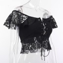 Gothic crop top för kvinnor med spets 1