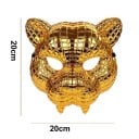 Gouden dierenmasker leopard plastic gezichtskap met verstelbare elastieken Halloween kostuum Cosplay carnaval feest 2