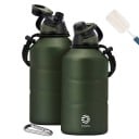 Gourde de sport grande capacité 1900 ml avec bouchon magnétique en caoutchouc Acier inoxydable poignée en corde pour le sport 1